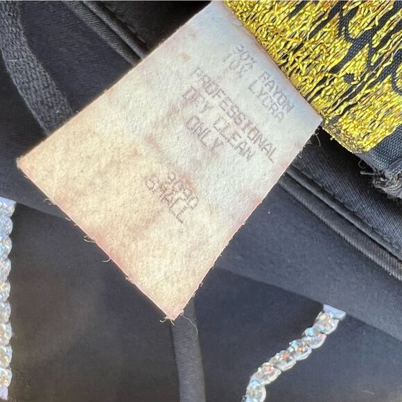 Atria Vintage Cutout Crystals Evening Gown Black Maxi Dress Size Small Excellent - Picture 6 of 8